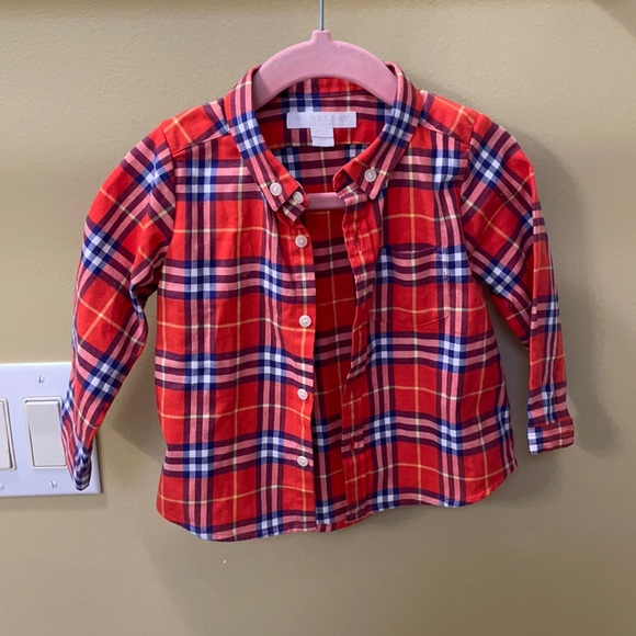 Burberry Orange plaid button down - Picture 1 of 3